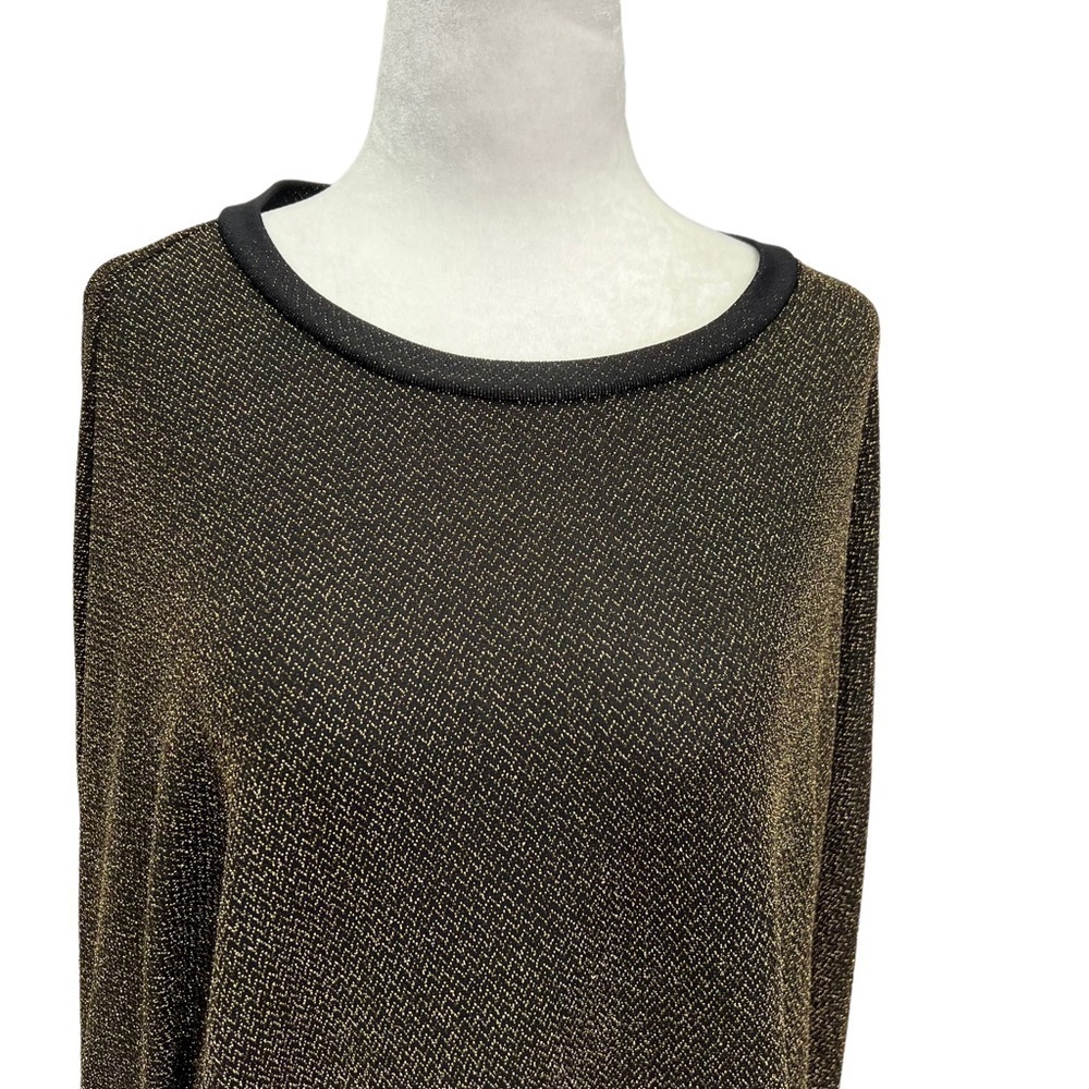 Frank Lyman Gold Metallic Batwing Top Zipper Cuffs Size S/M - Picture 3 of 11